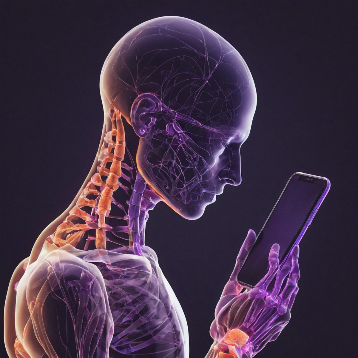 Text neck smartphone posture illustration
