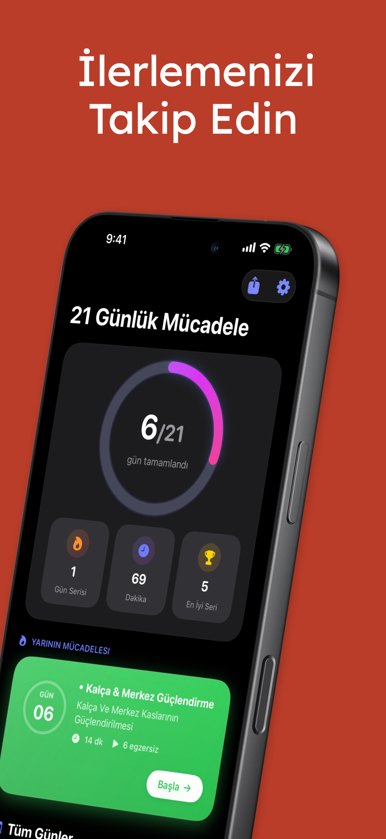 İlerleme takip ekranı